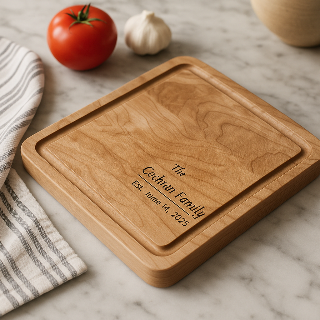 Personalized Maple Cutting Board, 1" to 1.5" thick, Hand made, Best Present for Wedding, Bridal Shower, Engagement, Anniversary, Housewarming, Gift Idea for Couples Bride, Parent, Family