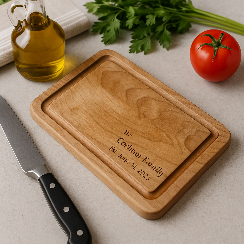 Personalized Maple Cutting Board, 1" to 1.5" thick, Hand made, Best Present for Wedding, Bridal Shower, Engagement, Anniversary, Housewarming, Gift Idea for Couples Bride, Parent, Family