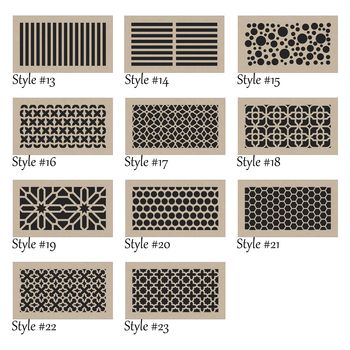 Architectural Grilles for HVAC Vent and Return Air covers - Designer Choice - Custom patterns and sizes